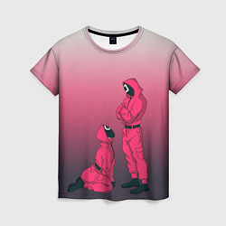 Женская футболка Стражи из игра в кальмара, подчинение круга квадра