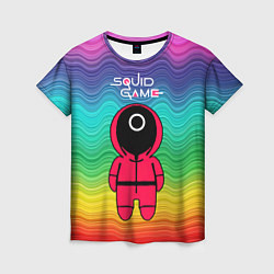 Женская футболка Игра в кальмара радуга