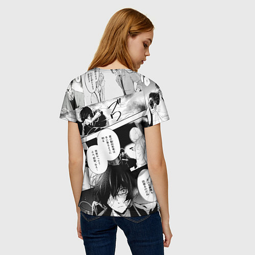 Женская футболка Дазай Осаму на фоне манги / 3D-принт – фото 4