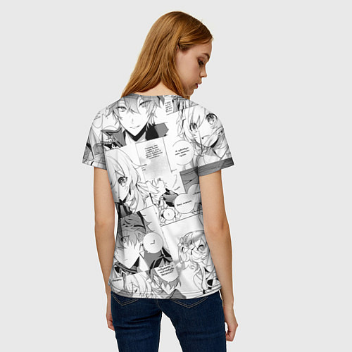 Женская футболка Люмин и Тарталья на фоне манги / 3D-принт – фото 4