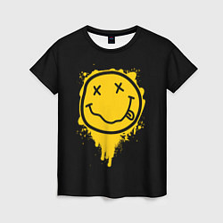 Женская футболка NIRVANA LOGO SMILE, БРЫЗГИ КРАСОК