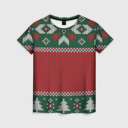Женская футболка Knitted Christmas Pattern