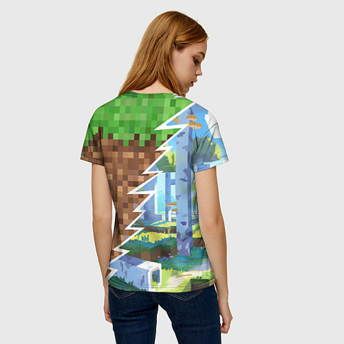 Женская футболка Майнкрафт двойной фон разделенный молнией / 3D-принт – фото 4