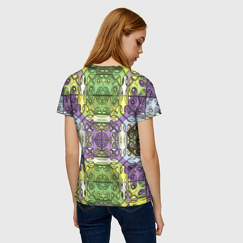 Женская футболка Коллекция Фрактальная мозаика Фиолетово-зеленый / 3D-принт – фото 4