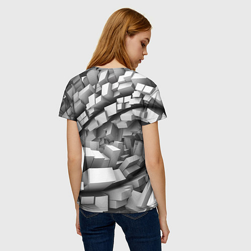 Женская футболка Геометрическая объёмная абстракция / 3D-принт – фото 4