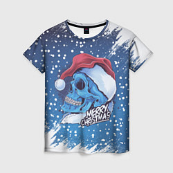 Женская футболка Merry Christmas Счастливого Рождества Skull