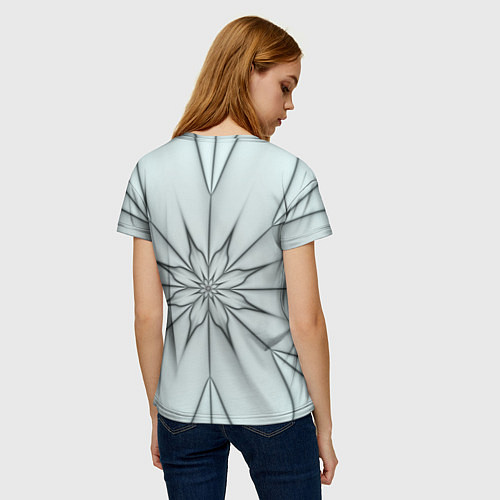 Женская футболка Абстрактный цветок Серо-голубой 1-30 / 3D-принт – фото 4