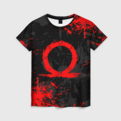 Женская футболка GOD OF WAR LOGO RED, БРЫЗГИ КРАСОК