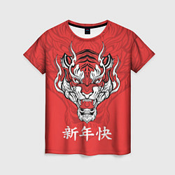 Женская футболка Красный тигр - дракон