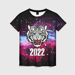 Женская футболка ЧЁРНЫЙ ТИГР НОВЫЙ ГОД 2022 GRAY TIGER NEW YEAR