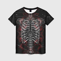 Женская футболка Биомеханический скелет cyberpunk