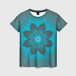 Женская футболка Абстрактный цветок Бирюзово-серый