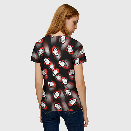 Женская футболка БУМАЖНЫЙ ДОМ ПАТТЕРН МАСКА ДАЛИ / 3D-принт – фото 4