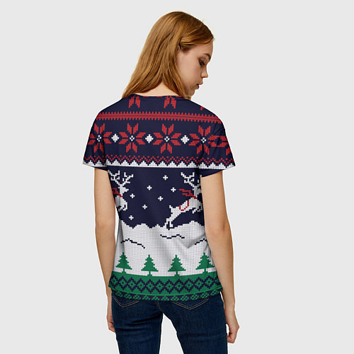 Женская футболка СВИТЕР С ОЛЕНЯМИ DEER SWEATER / 3D-принт – фото 4