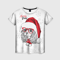 Женская футболка Happy Christmas: кокер спаниель