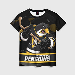 Футболка женская Питтсбург Пингвинз, Pittsburgh Penguins, цвет: 3D-принт