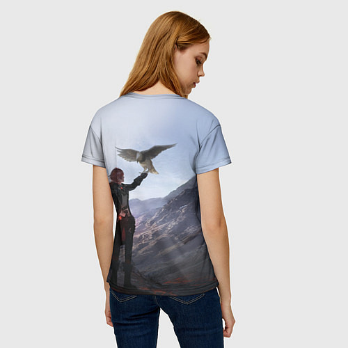 Женская футболка ДИЛЮК С ЯСТРЕБОМ DILUC / 3D-принт – фото 4