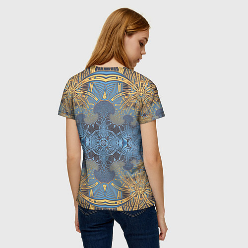 Женская футболка Коллекция Фрактальная мозаика Желто-синий 292-6-n1 / 3D-принт – фото 4