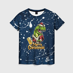 Женская футболка Merry Christmas Пивозавр
