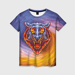 Женская футболка Тигр в водно-огненной стихии