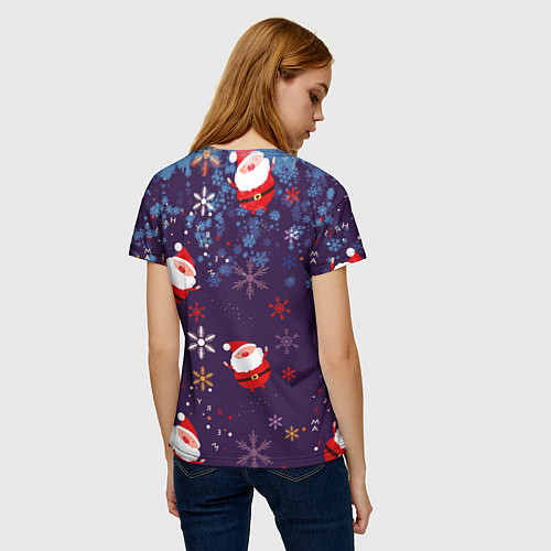 Женская футболка Дед Мороз в снежинках / 3D-принт – фото 4