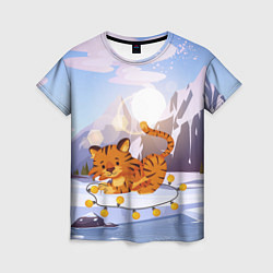 Женская футболка Тигр с гирляндой