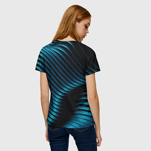 Женская футболка Волны голубого металла / 3D-принт – фото 4