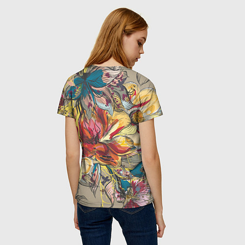 Женская футболка Очень красивые цветы / 3D-принт – фото 4