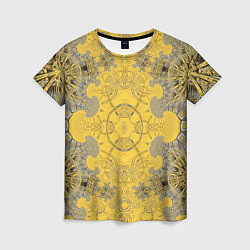 Женская футболка Коллекция Фрактальная мозаика Желтый на черном 573
