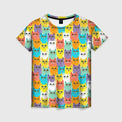 Женская футболка Разноцветные Мультяшные Котики