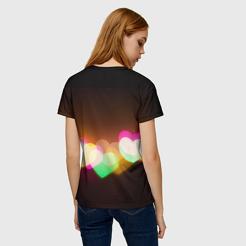 Женская футболка Горящие сердца всех цветов радуги / 3D-принт – фото 4