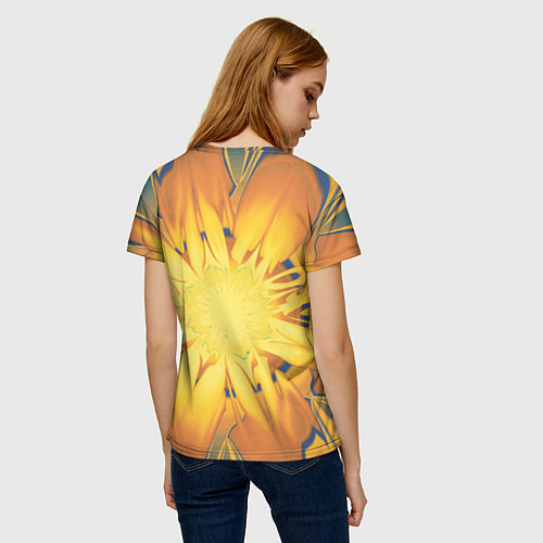 Женская футболка Солнечный цветок Абстракция 535-332-32 / 3D-принт – фото 4