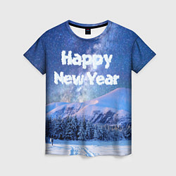 Женская футболка Космическая Зима Надпись Новый Год