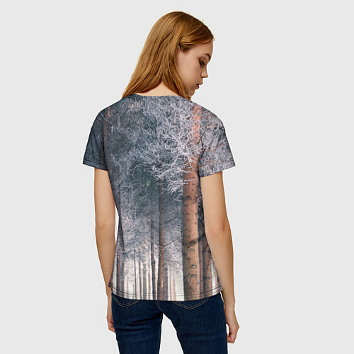 Женская футболка Зимний еловый лес / 3D-принт – фото 4