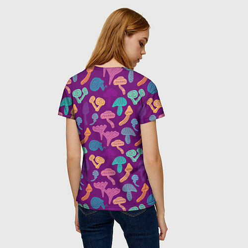 Женская футболка Психоделические грибы паттерн / 3D-принт – фото 4