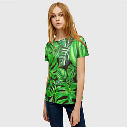 Футболка женская Тропические листья на темном фоне, цвет: 3D-принт — фото 2