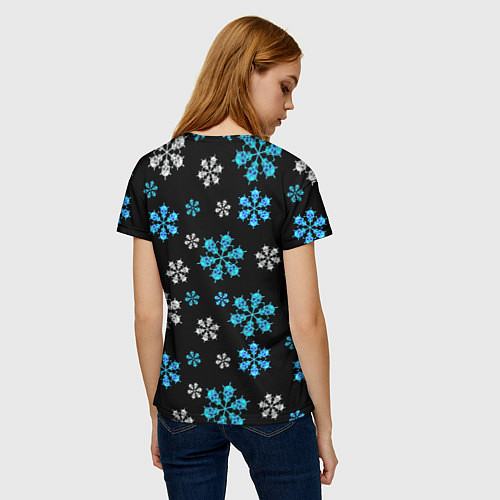 Женская футболка Снежинки Черепа черный / 3D-принт – фото 4