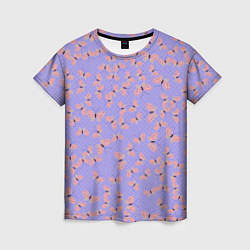 Женская футболка Бабочки паттерн лиловый