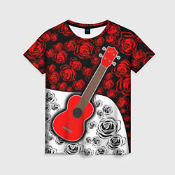 Женская футболка Гитара Розы Контраст