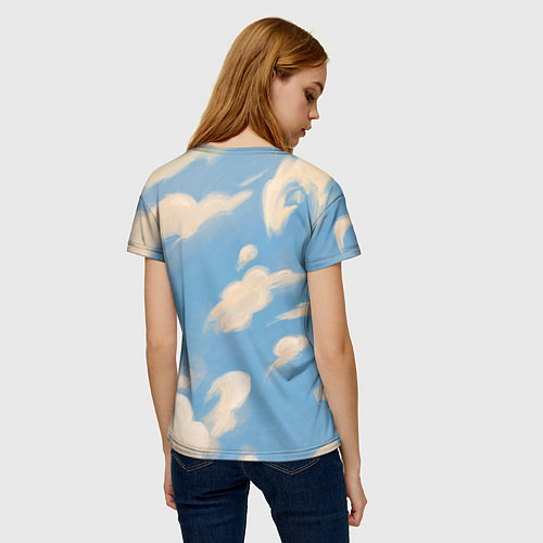 Женская футболка Рисунок голубого неба с облаками маслом / 3D-принт – фото 4
