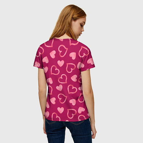 Женская футболка Паттерн сердечки / 3D-принт – фото 4