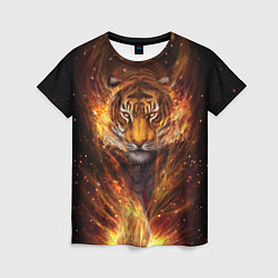 Женская футболка Огненный тигр Сила огня