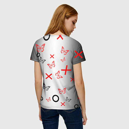 Женская футболка Крестики нолики сердцами / 3D-принт – фото 4