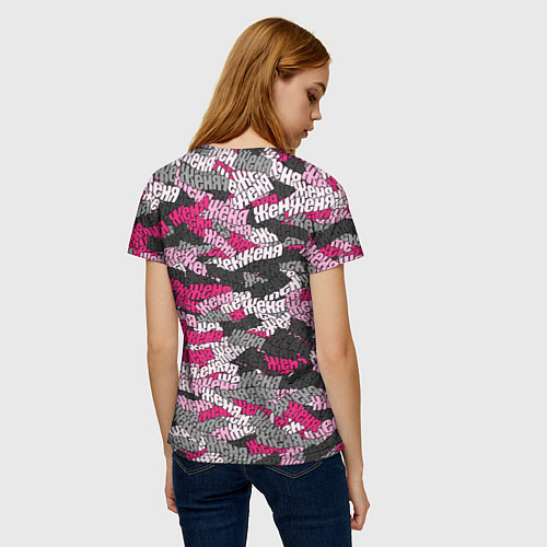 Женская футболка Розовый именной камуфляж Женя / 3D-принт – фото 4