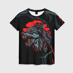 Женская футболка Дикий волк на закате