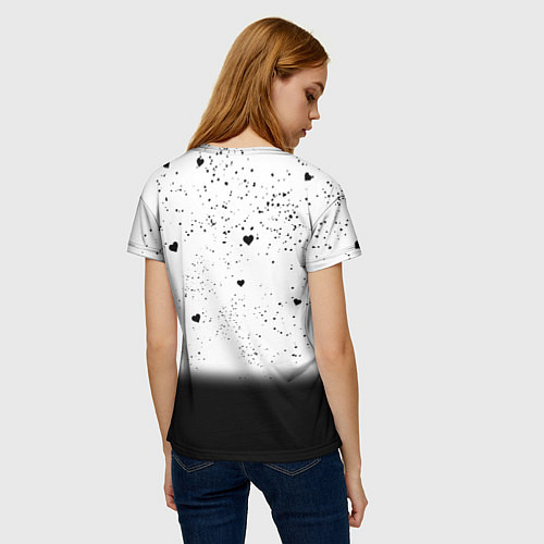 Женская футболка Котик в тумане Сердечки / 3D-принт – фото 4