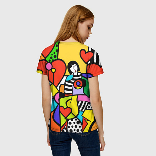 Женская футболка Romero Britto - valentines day / 3D-принт – фото 4