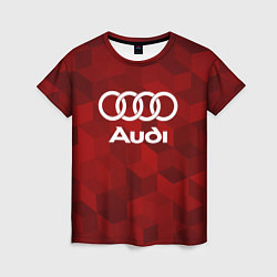 Женская футболка Ауди, Audi Красный фон