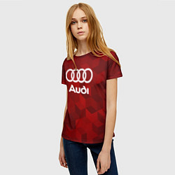 Футболка женская Ауди, Audi Красный фон, цвет: 3D-принт — фото 2