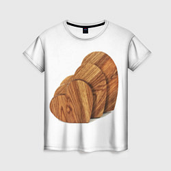 Женская футболка Сердечки из дерева
